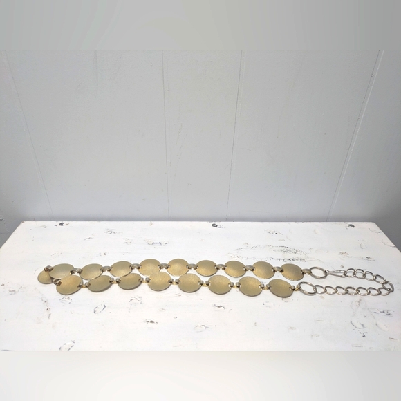 Vintage Style Gold Metal Disc Chain Belt 38" Hook Clasp‎ Boho Statement - Picture 1 of 4